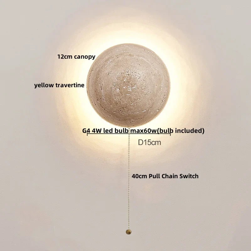 Afralia™ LED Wall Light: Nordic Modern Design with White Glass & Yellow Travertine Wood