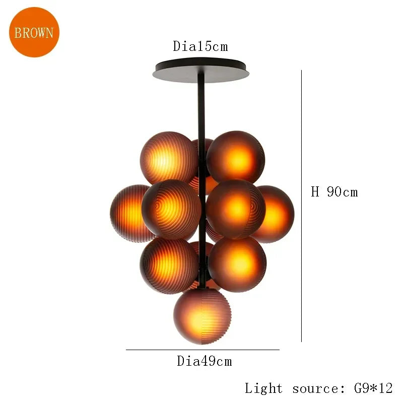 Afralia™ Nordic Grape Glass Chandelier Pendant Light for Minimalist Interior Decor