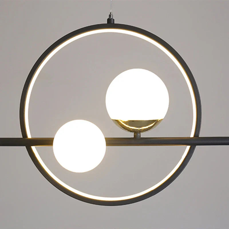 Afralia™ Nordic Circle Glass Ball LED Pendant Light in Milky White for Home Décor