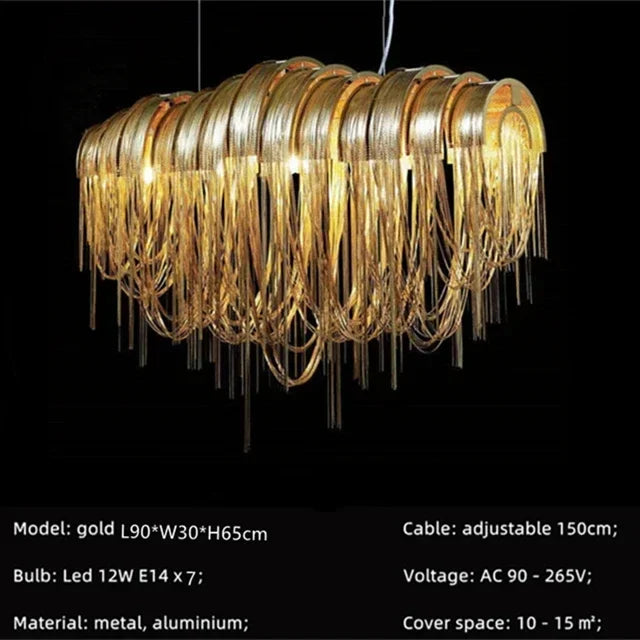 Afralia™ Modern Tassels LED Chandelier for Living Room Dining Bedroom Pendant Lights