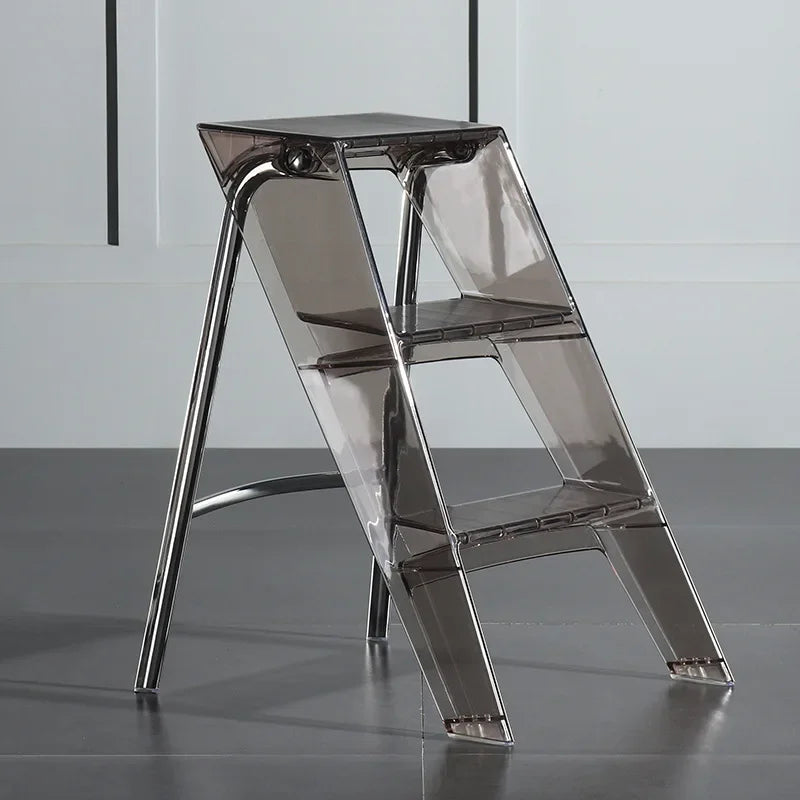 Afralia™ Portable Telescopic 3-Step Acrylic Folding Ladder