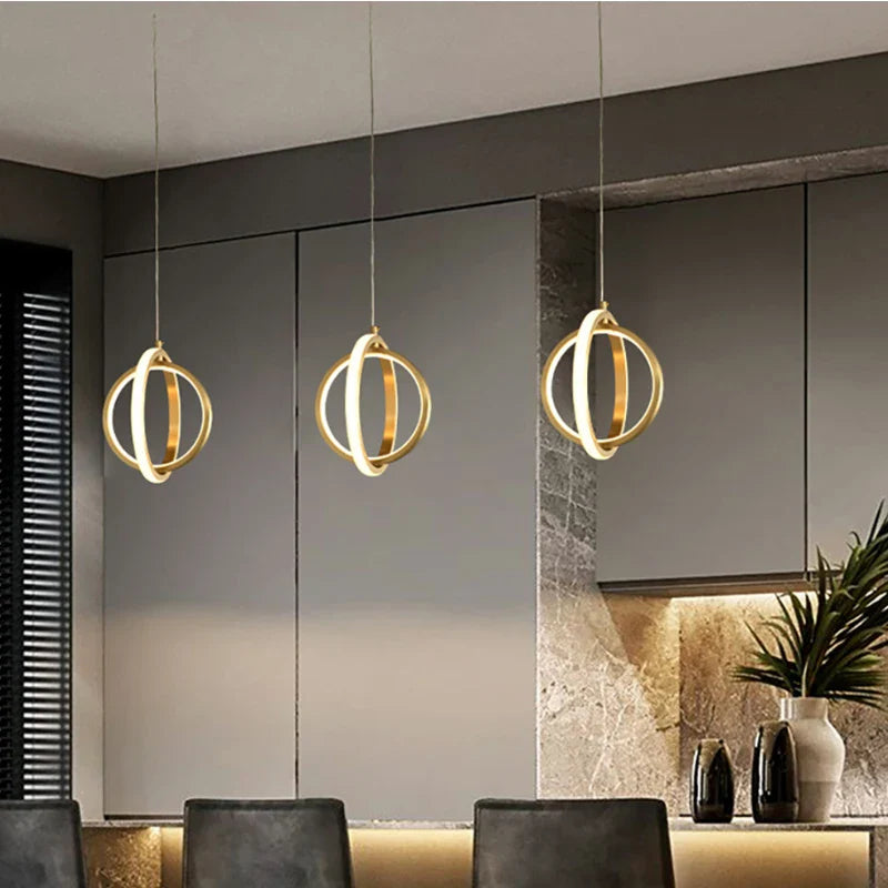 Afralia™ Copper Gold LED Pendant Lamp Modern Creative Bar Bedroom Light