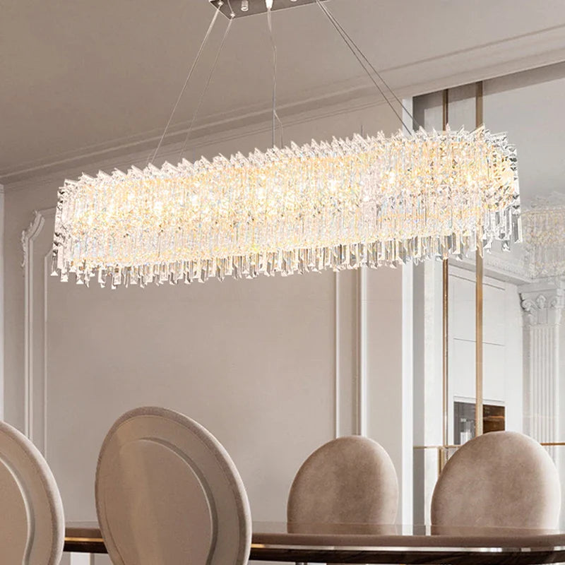 Afralia™ Crystal LED Ceiling Chandelier - Modern Chrome Hanging Lamps