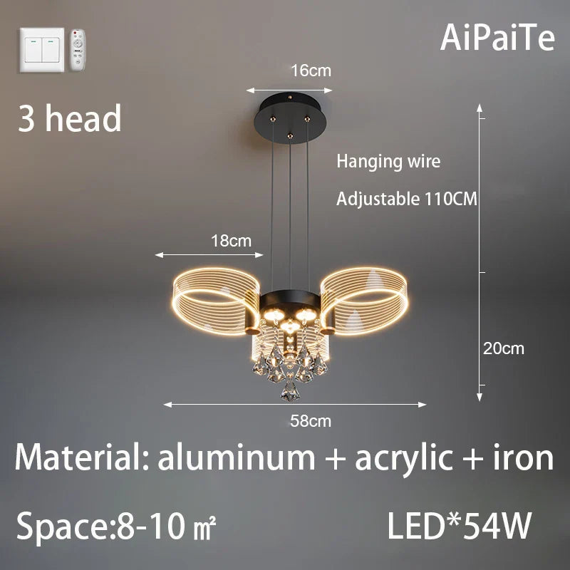 Afralia™ Luxury Acrylic Chandelier for Living Room, Bedroom, Kitchen - LED 220V Luster