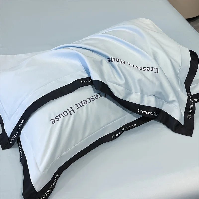 Afralia™ Ice Silk Embroidery Bed Set | Skin-Friendly Duvet Cover Kit | Comforter Sets