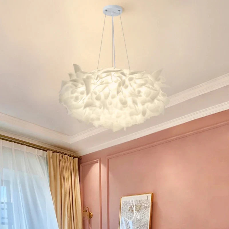 Afralia™ White Flower Pendant Light: Dimmable Lamp for Parlor, Bedroom, Dining Room