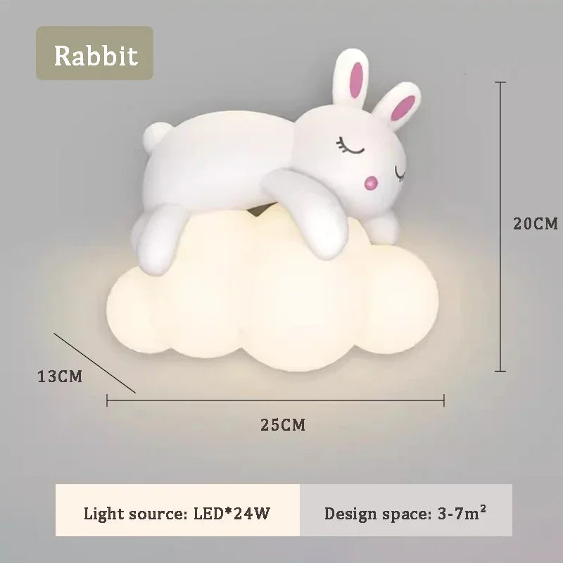Afralia™ White Clouds Bear LED Wall Lamps for Children's Room