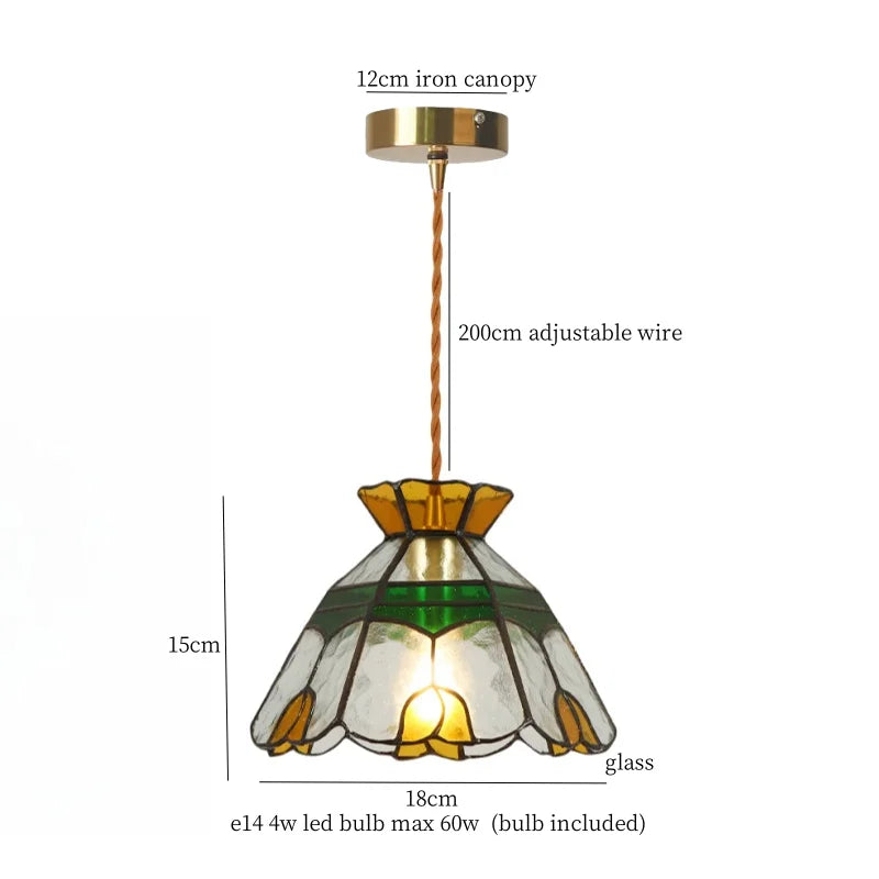 Afralia™ Tiffany Style Glass LED Pendant Light for Home Decor & Cafe Bar