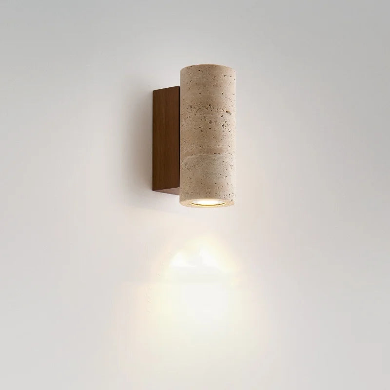 Afralia™ Yellow Travertine LED Wall Lights for Home Decor - Modern Bedside Lamp