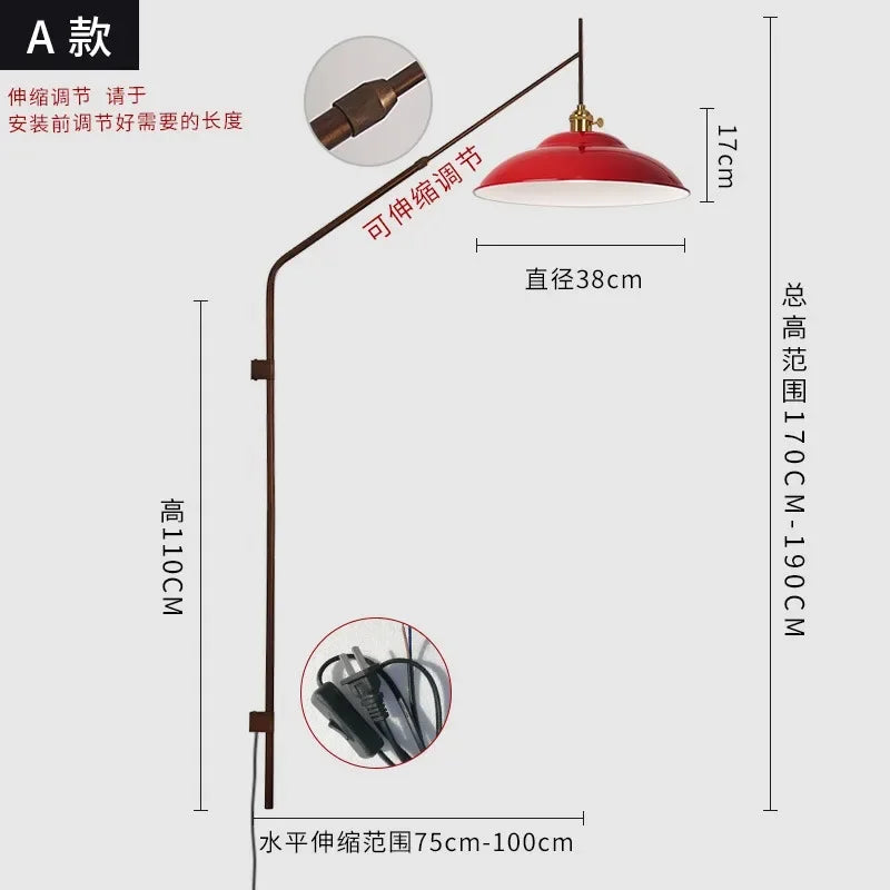 Afralia™ Long Pole Swing Arm Wall Lamp LED E27, Telescopic Design, Hotel Restaurant Hall Aisle