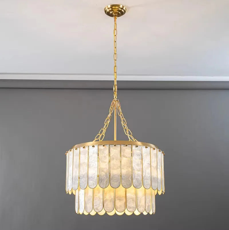 Afralia™ Shell Ceiling Chandelier Pendant Light - Dimmable LED Design