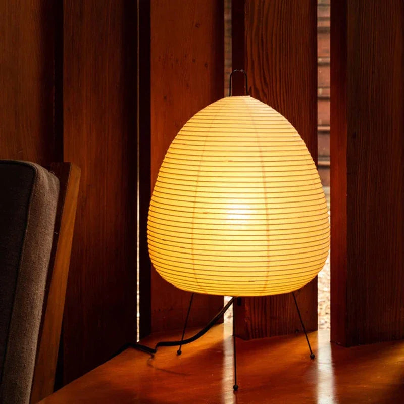 Afralia™ Japanese Style Rice Paper Desk Lamp for Home Decor, E27 Bedroom & Study Room Lighting