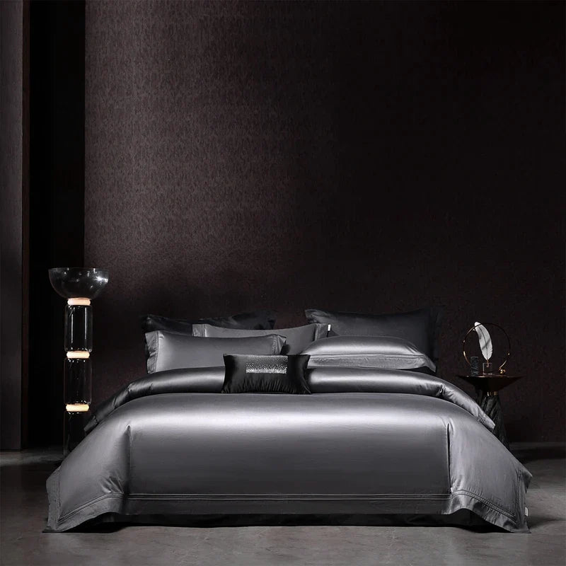 Afralia™ Satin 1400TC Egyptian Cotton Bedding Set - Duvet Cover, Bed Sheet, Fitted Sheet, Pillowcases