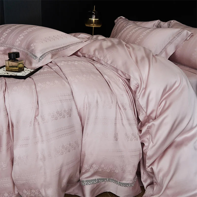 Afralia™ Silky Jacquard Summer Bedding Set with Hollow Lace Design