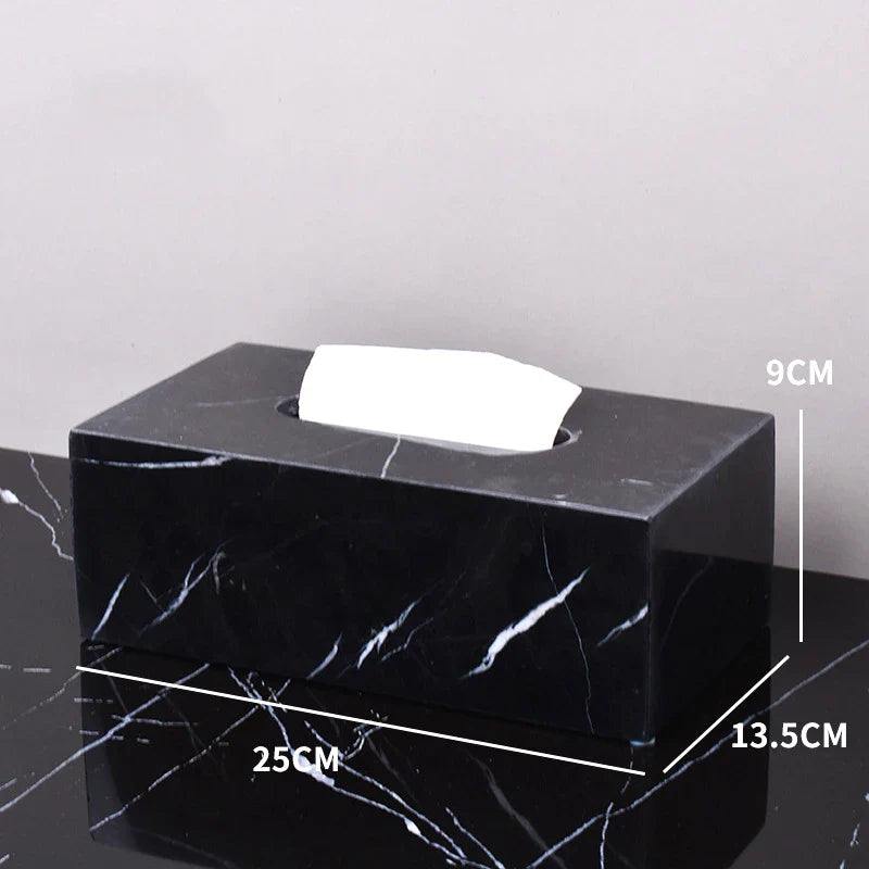 Afralia™ Marble Napkin Tissue Box Holder | Luxury Bathroom Accessories Set