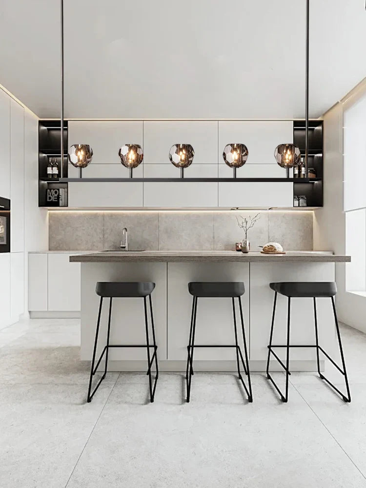 Afralia™ Copper Crystal Pendant Lights for Kitchen Island Bar, Modern Minimalist Hanging Lamps
