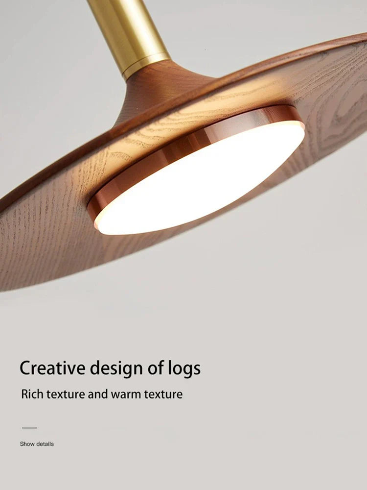 Afralia™ Walnut Wood UFO Pendant Lamp for Bedroom & Restaurant Lighting