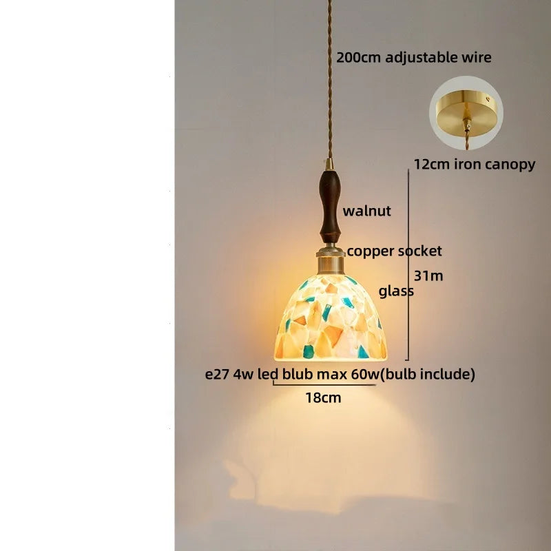 Afralia™ Colorful Glass Shell LED Pendant Lamp for Living & Dining Room