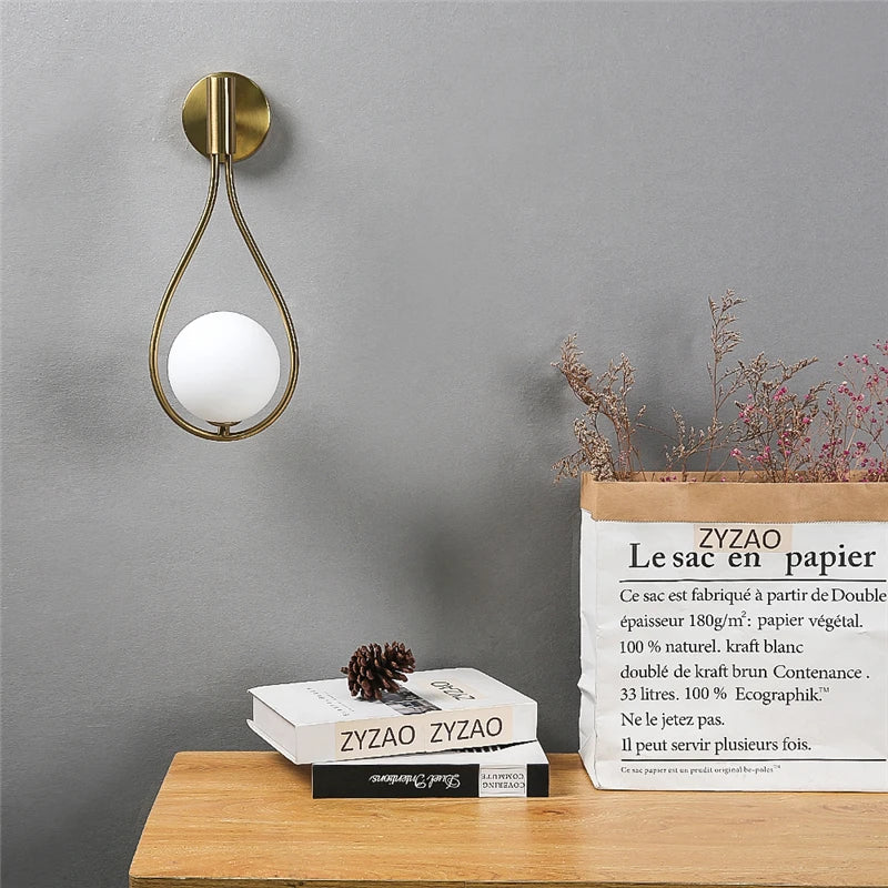 Afralia™ Modern Metal Glass Ball Wall Lamp for Living Room Bedroom Staircase Wall Lights