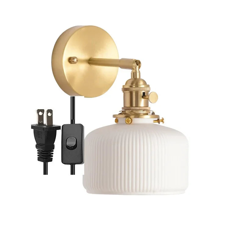 Elk Ceramic LED Wall Sconce, Afralia™ Nordic Copper Pull Chain Mirror Light