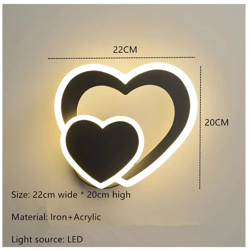 Afralia™ LED Heart Wall Lamp - Nordic Love Design for Bedroom, Living Room & Corridor