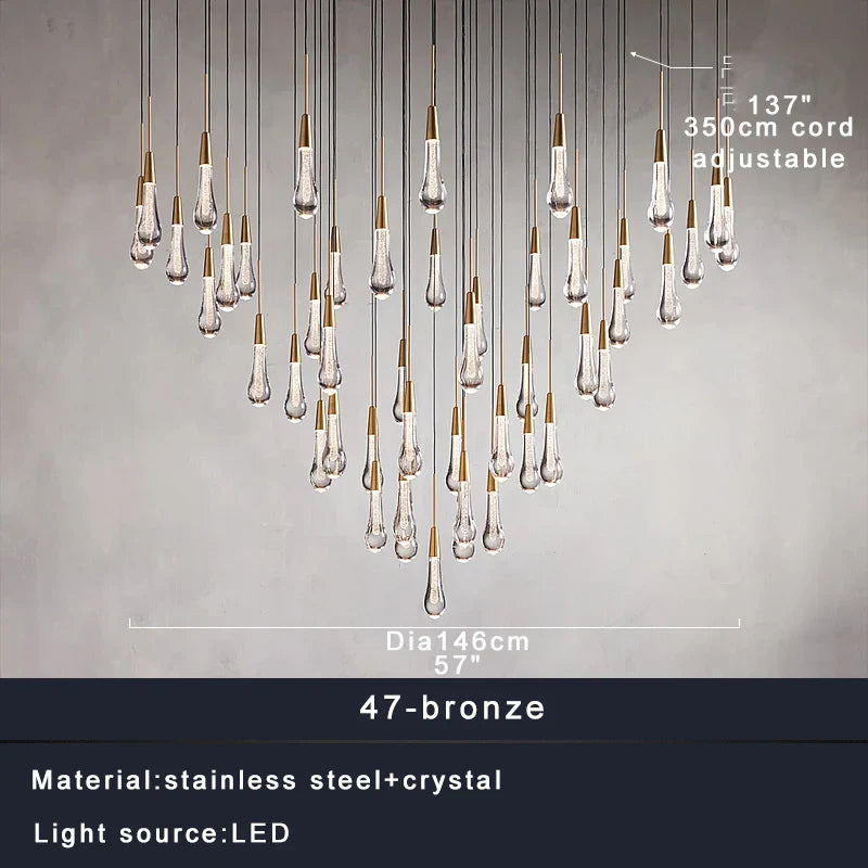 Afralia™ Crystal Water-drop Ceiling Chandelier, Elegant Dining Room Décor.