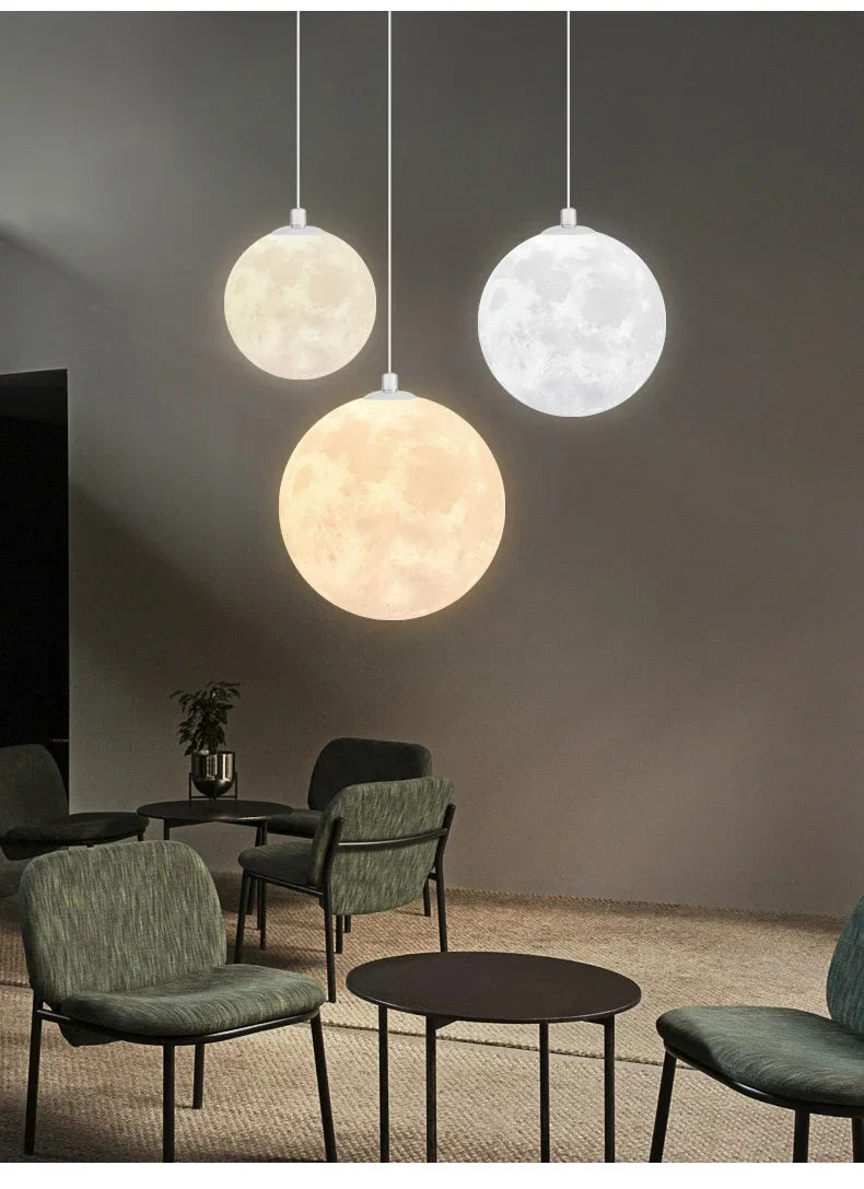 Afralia™ LED Moon Planet Ceiling Chandelier for Home Decor