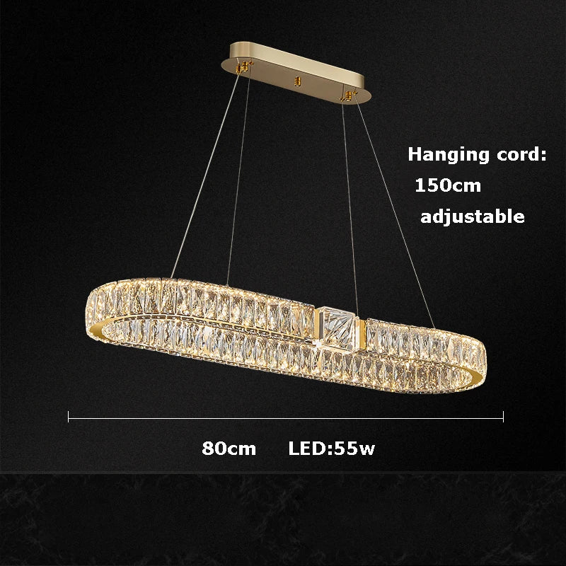 Afralia™ Crystal Block Gold Ring Pendant Light - Luxury Dimmable Ceiling Decor