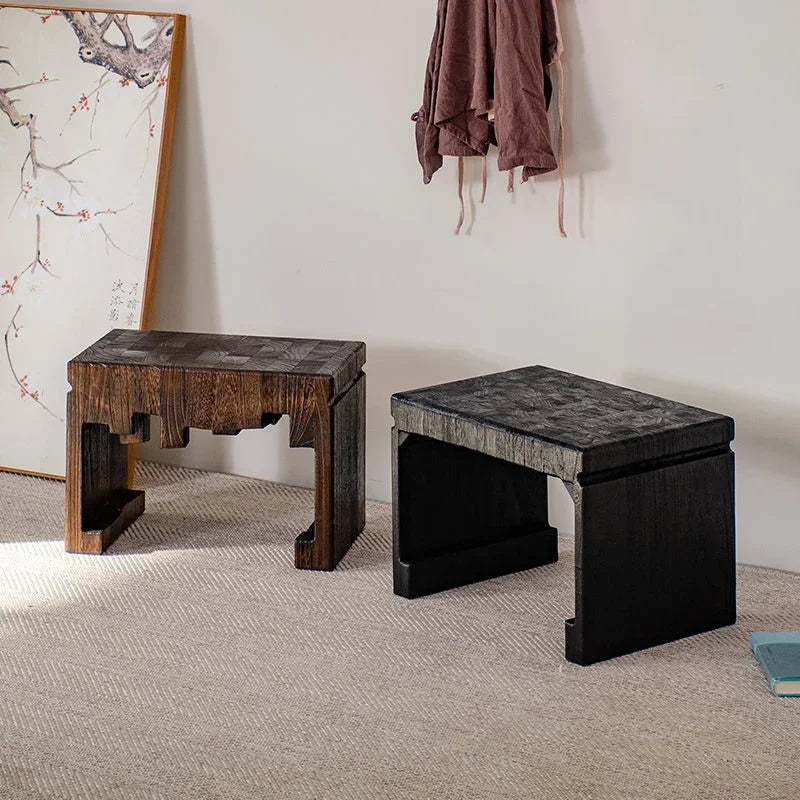 Afralia™ Mountain Shape Low Stool: Solid Wood, Minimalist, Versatile Footrest, Coffee Table