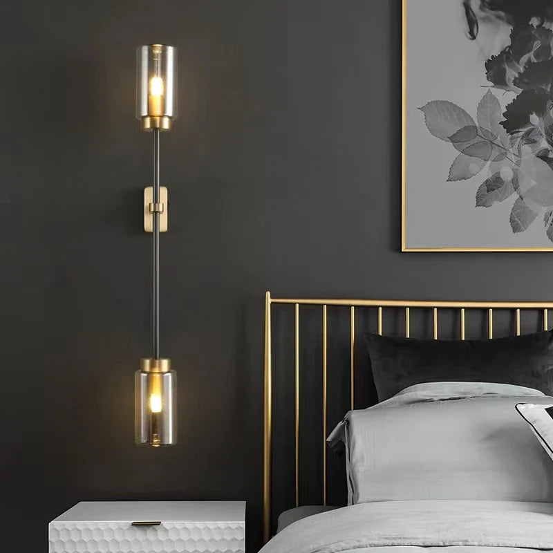 Afralia™ Black Glass Wall Lamp: Modern Retro Nordic Sconce for Living Room Bedroom Decor