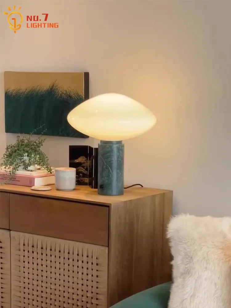 Afralia™ Green Marble LED Table Lamp Nordic Minimalist Design