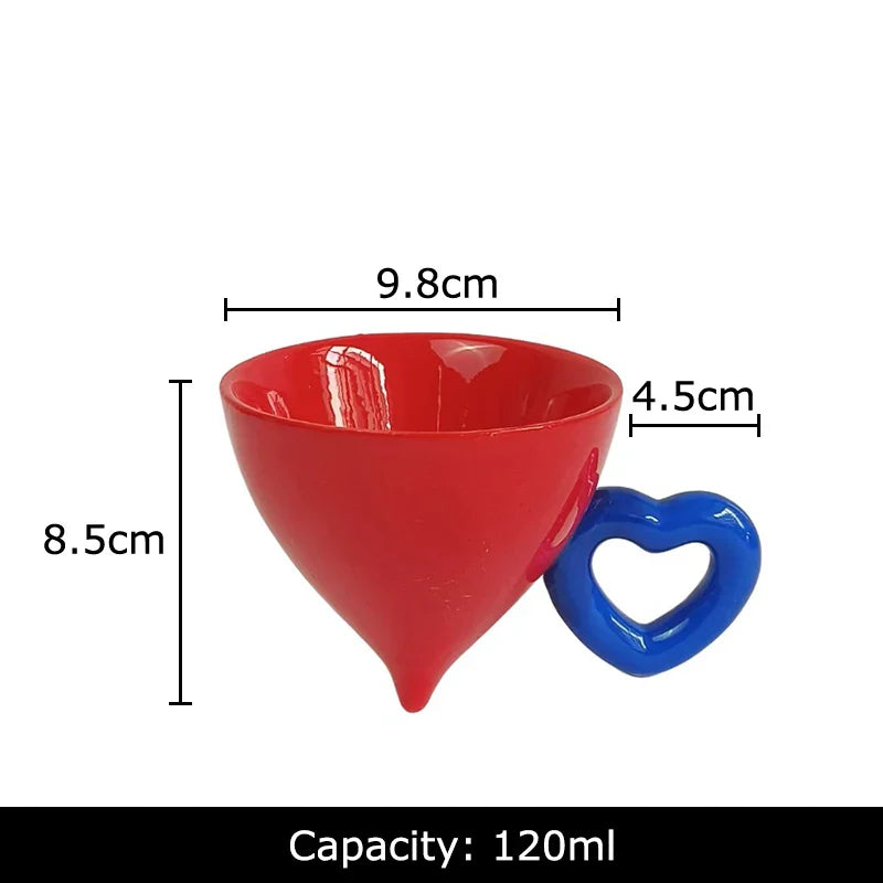 Afralia™ Heart Shape Ceramic Coffee Mug Teacup Fruit Juice Container - Set of 2