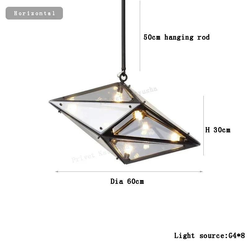 Afralia™ Angular Diamond Glass Chandelier Ceiling Light for Home Decor