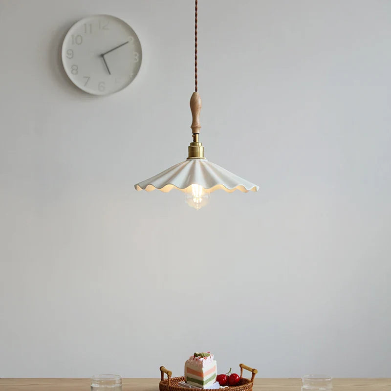Afralia™ Ceramic LED Pendant Light: 30CM, Home Decor, Bedroom, Living Room, Dinning, Wood & Copper Socket