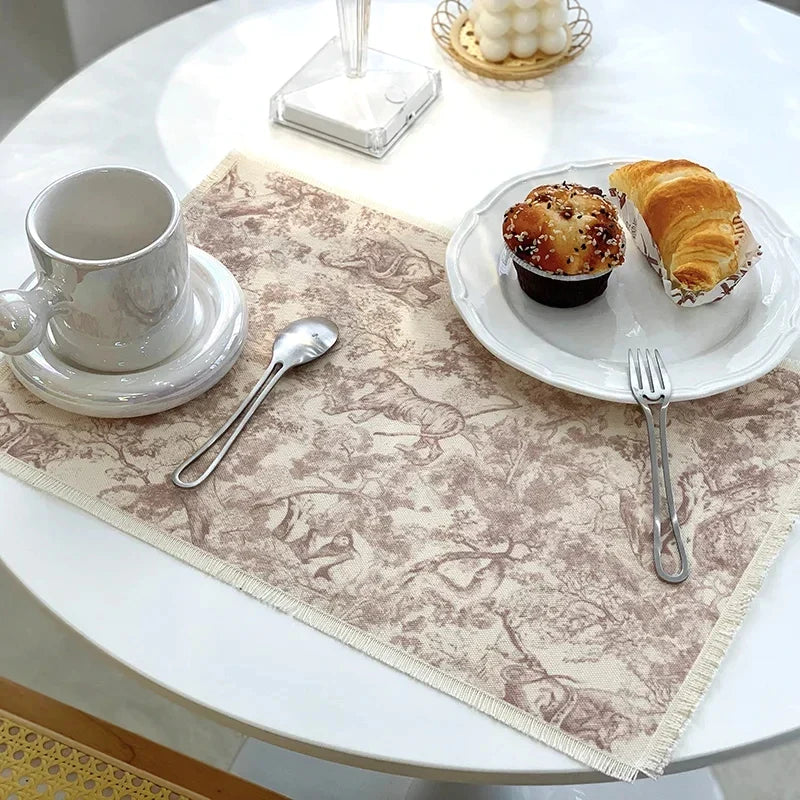 Afralia™ Cotton Linen Place Mat Set - Tableware Cushion for Kitchen Dining