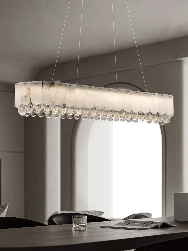 Afralia™ Crystal Marble Ceiling Chandelier LED Hanging Lamps for Dining Room