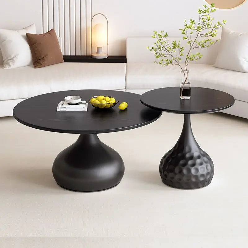Afralia™ Solid Wood Round Coffee Table Set for Simple Nordic Living Room