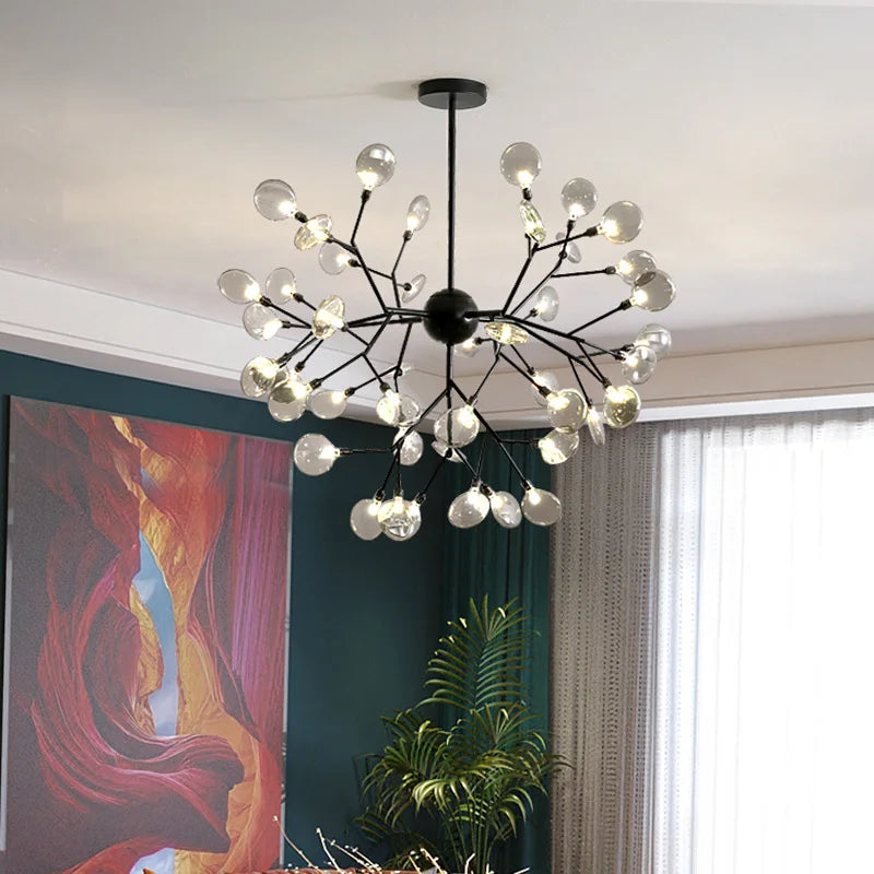 Afralia™ Modern Luxury Firefly Chandelier | Black Pendant Light for Living Room, Restaurant, Bedroom