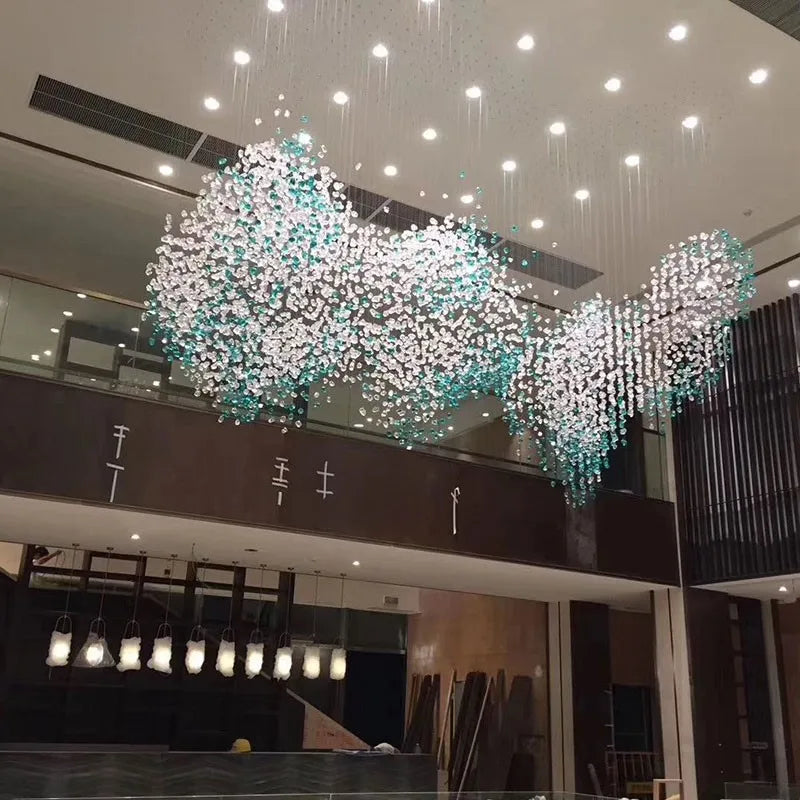 Afralia™ Modern Luxury Glass Stone Chandelier for Living Room LED Pendant Light