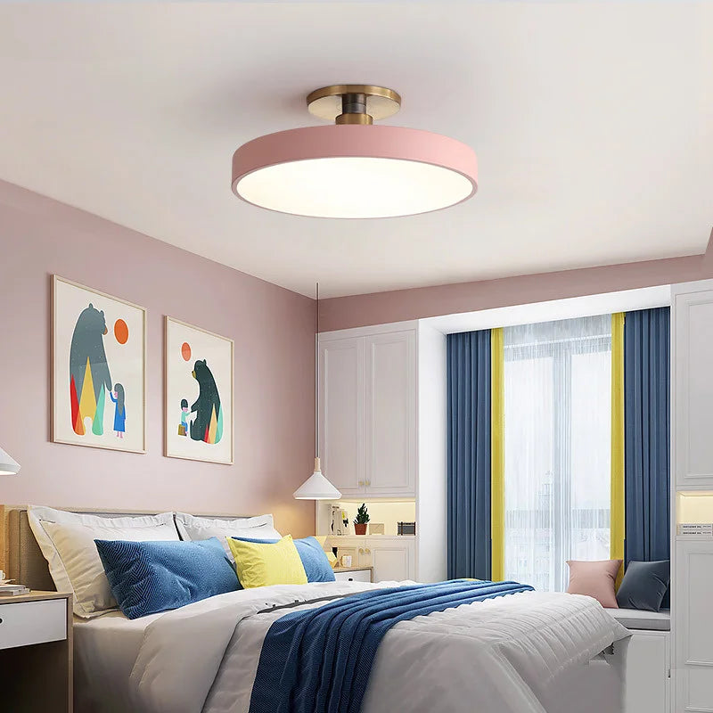 Afralia™ Nordic LED Ceiling Lamp: Modern Minimalist Macaron Round Bedroom Light