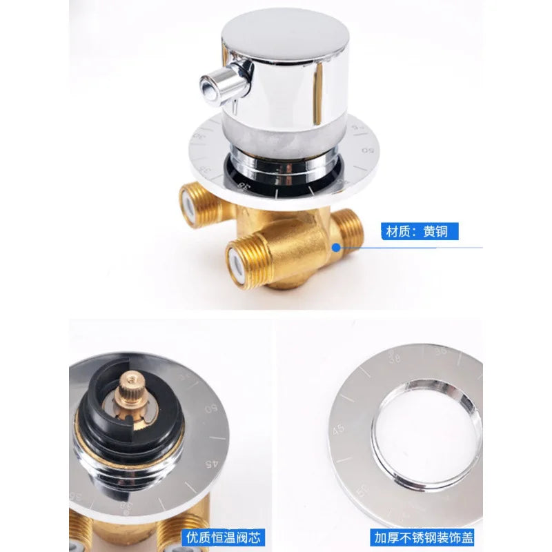 Afralia™ Thermostatic Brass Shower Faucet Wall Mounted Mixer Tap with Hot/Cold Water Control