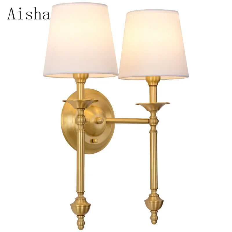 Afralia™ Copper Gold Wall Light American Bedroom Bedside Lamp Living Room Sconces