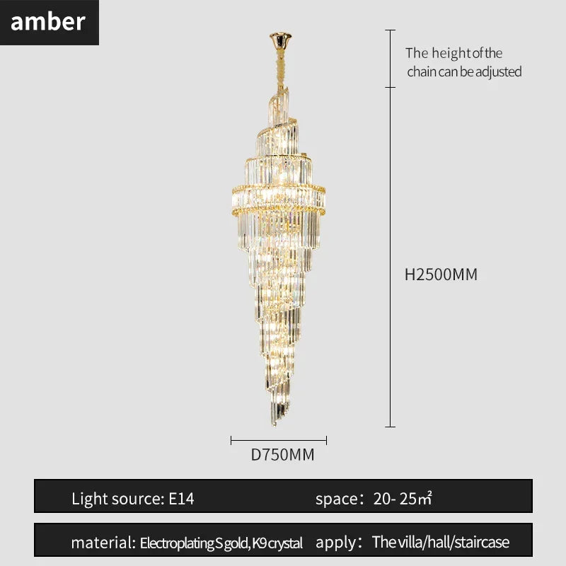 Afralia™ K9 Deluxe Crystal Pendant Chandelier: Dazzling LED Ceiling Light for Modern Elegance