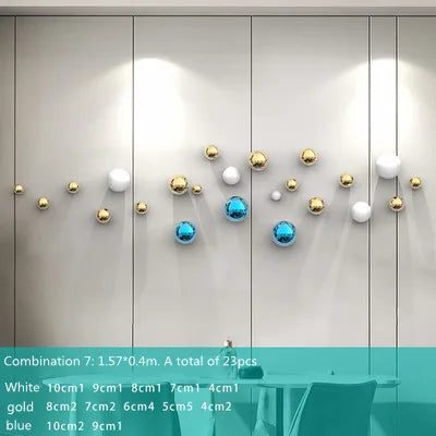 Afralia™ Gold Ball Wall Hanging Ornaments Spherical Crafts Room Decor Display Pendants