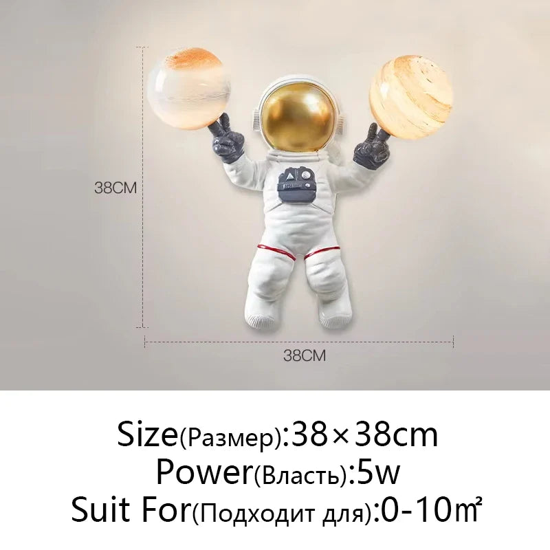 Afralia™ Astronaut Moon Planet Table Lamp Night Light Bedroom Decor Spaceman Theme