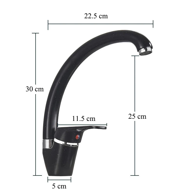 Afralia™ Modern Black Sink Faucet Curved Basin Mixer, Cold Hot Water Dots