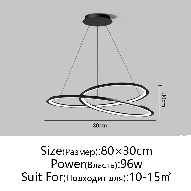 Afralia™ Circular Black/White Chandelier for Living, Dining, and Kitchen Room