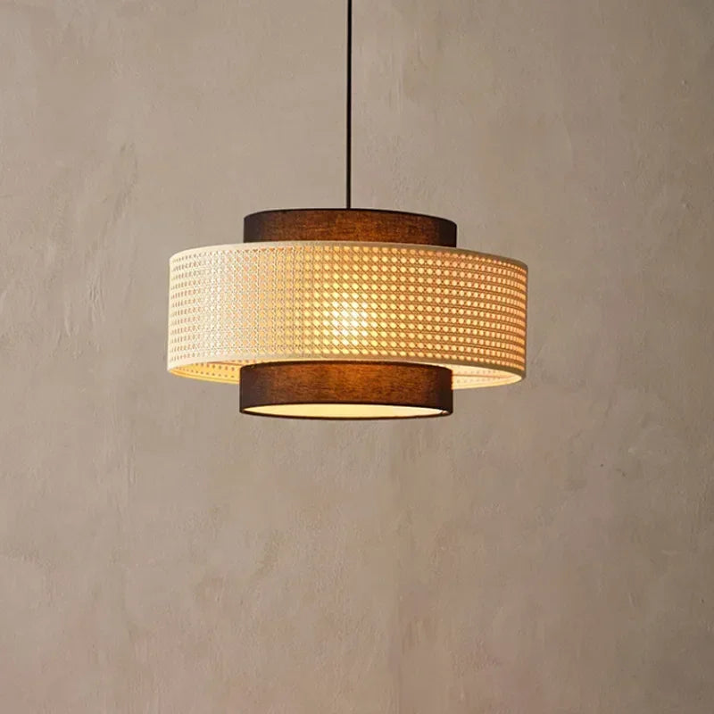 Afralia™ Woven Rattan Chandelier LED Pendant Light for Living Room and Kitchen