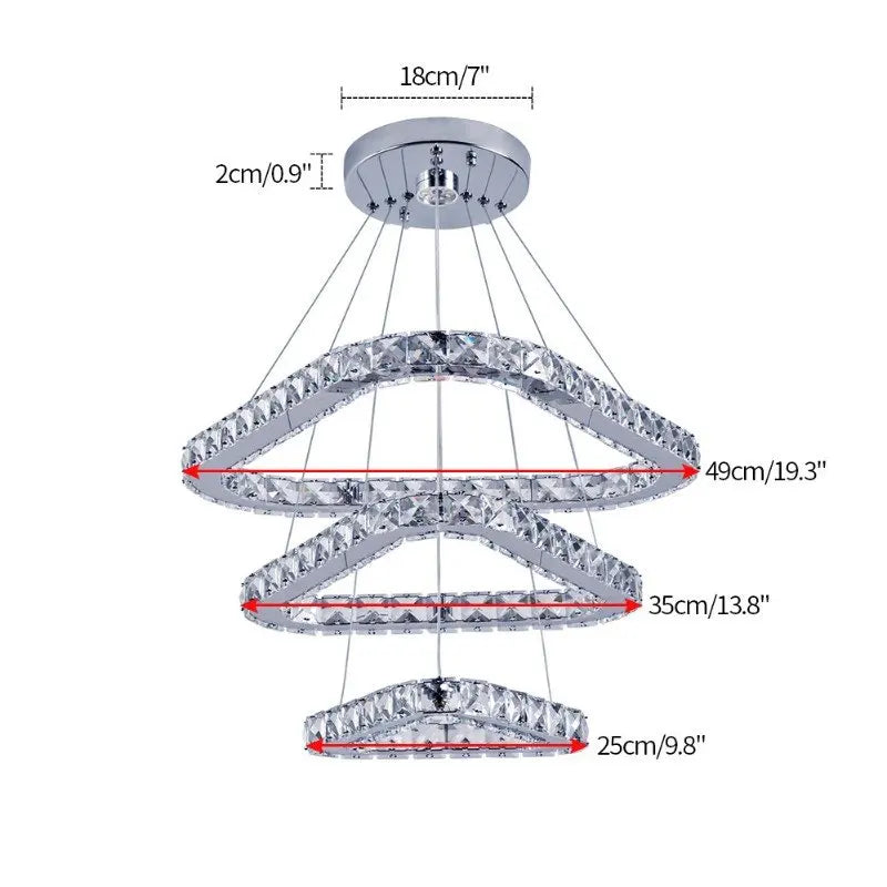 Afralia™ Crystal Triangle Chandelier: Modern K9 Pendant Light for Living & Dining Room