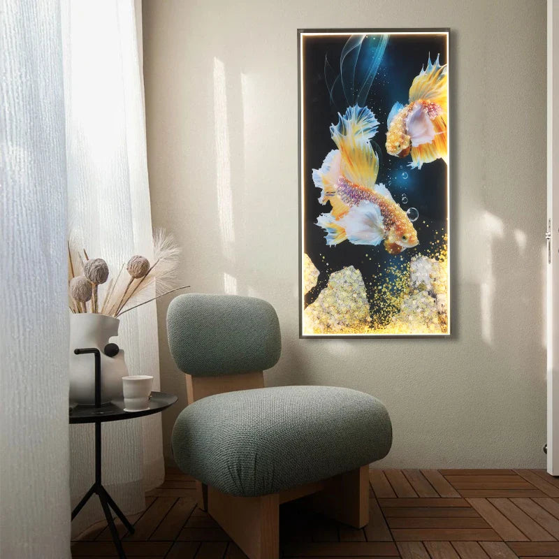 Afralia™ Gold Fish LED Picture Wall Light for Home Decor & Bedroom Aisle